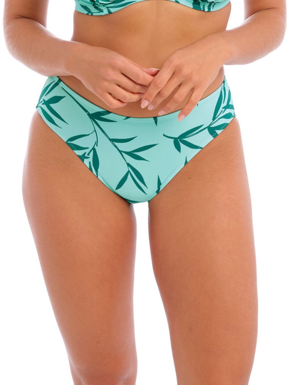 NEW Fantasie Luna Bay Mid Rise Bikini Brief Swim Bottom 502472 Glacier Teal Blue